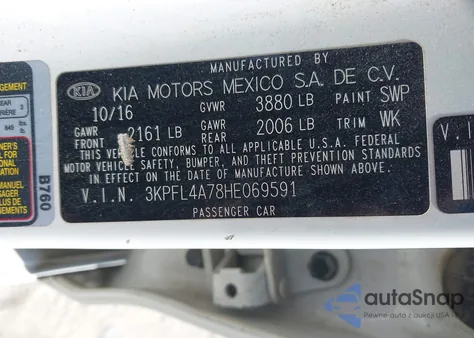 2017 Kia Forte Lx from USA, damaged, VIN 3KPFL4A78HE069591